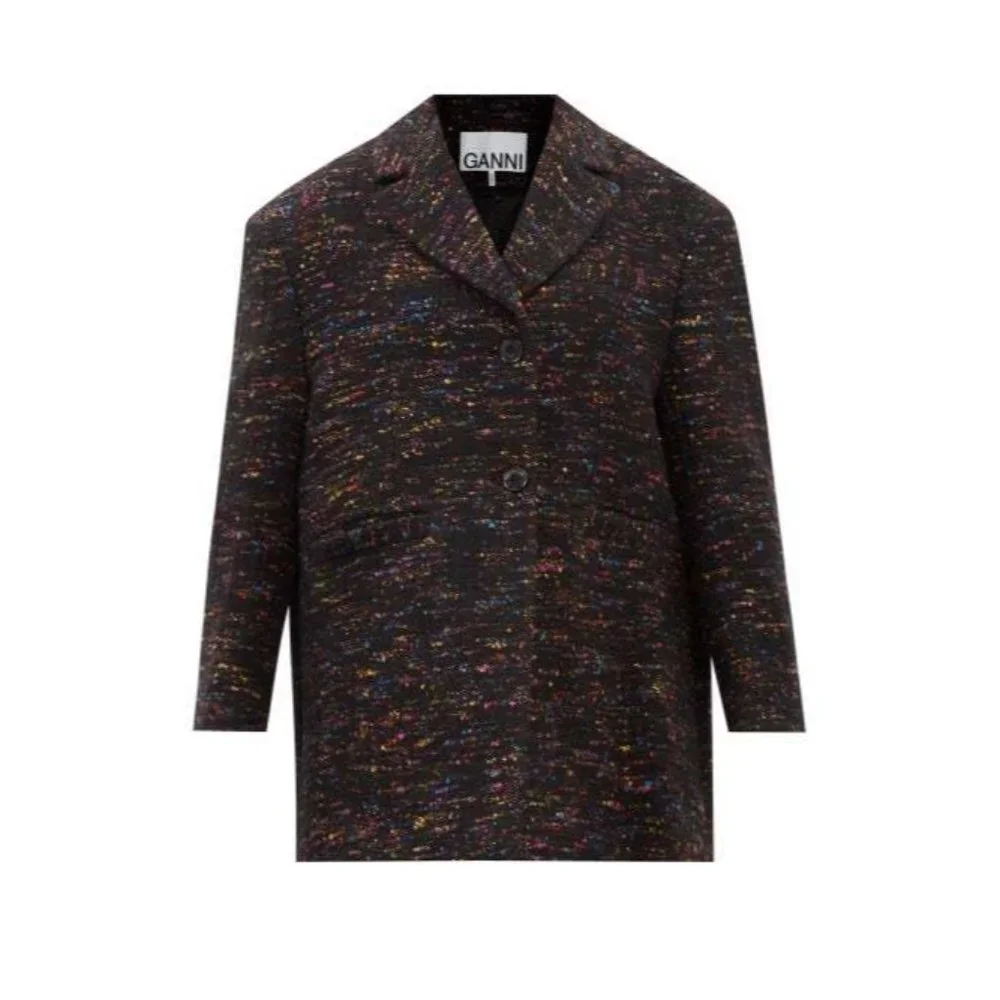 🆕 GANNI Oversized Jacket Wool Blend Small-Medium - Picture 7 of 13
